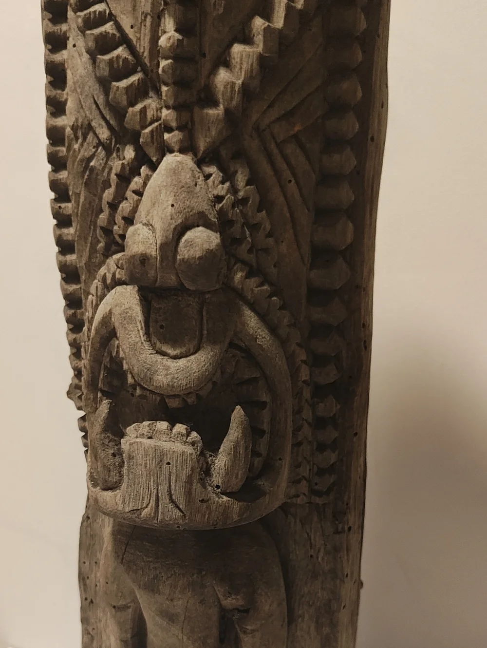 "tiki with two bottom fangs warrior"traditional Hawai God of War Ku by Kemo 1970 - Picture 2 of 12